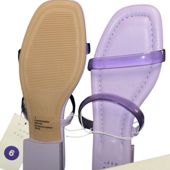 A New Day Lavender Block Heel Sandals With Transparent Straps Size 6 - Picture 7 of 7